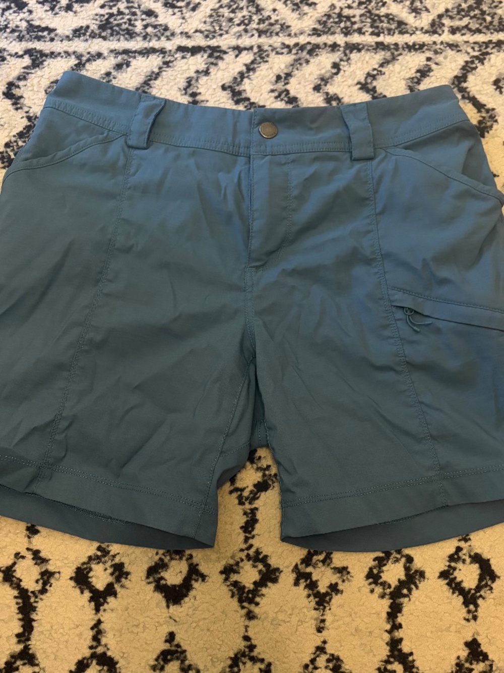 Duluth Trading Dry on the Fly Shorts Women's 10 Blue Gray Hiking Outdoor Cargo